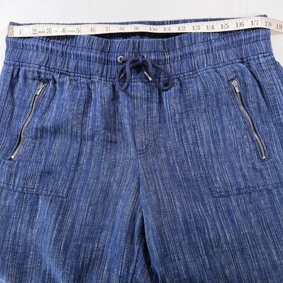 Athleta Cabo Textured Linen Wide Leg Pants in Rain Dance  Size 16 - Picture 8 of 13